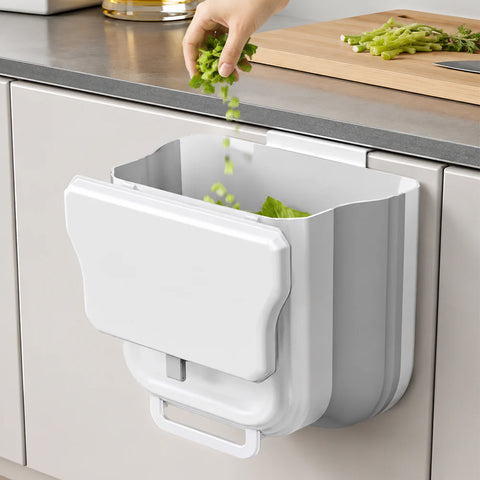 Smart Foldable Hanging Trash Bin | Compact Cabinet Kitchen Waste Organizer