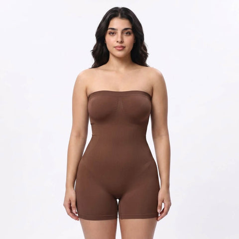 Full Body Strapless Tummy Control Shaper – Brown