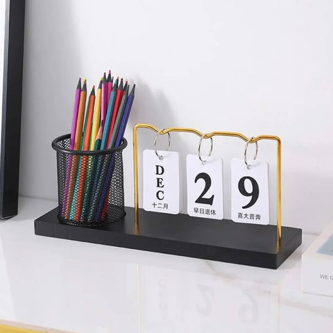 Minimalist Desk Calendar with Pencil Holder