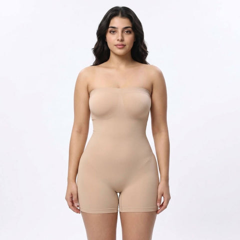 Full Body Strapless Tummy Control Shaper – Beige