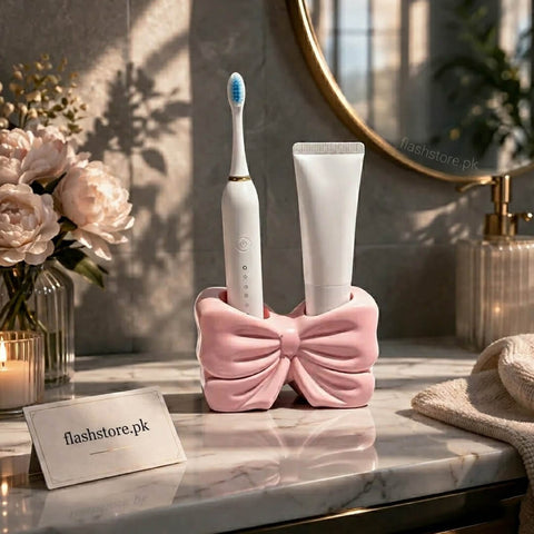Elegant Bow Multi-Purpose Toothbrush & Makeup Brush Holder Stand