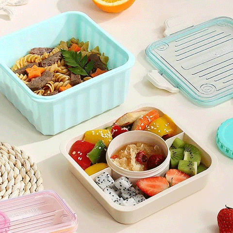 Bento Lunch Box with 3 Compartments | Leakproof Microwave Safe