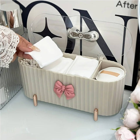 3 Grid Cosmetic Storage Box With Lid