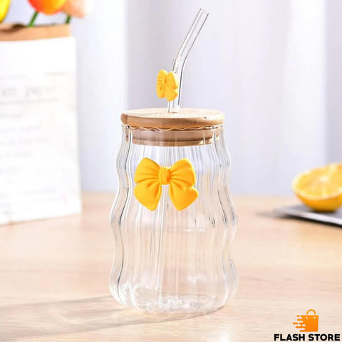 450ML Glass Straw Cup With Lid
