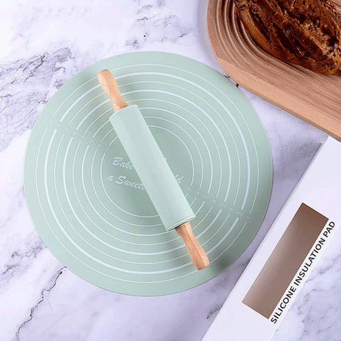 Silicone Baking Mat with Rolling Pin Set