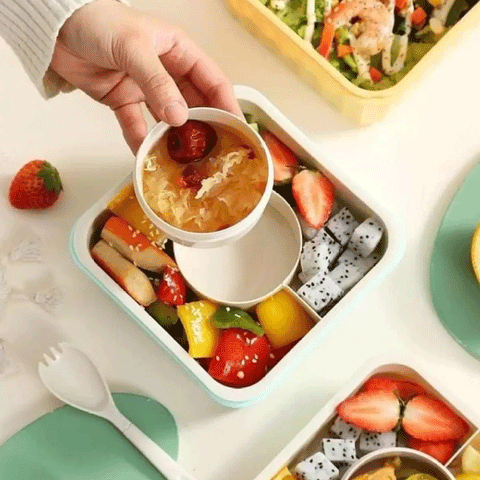 Bento Lunch Box with 3 Compartments | Leakproof Microwave Safe