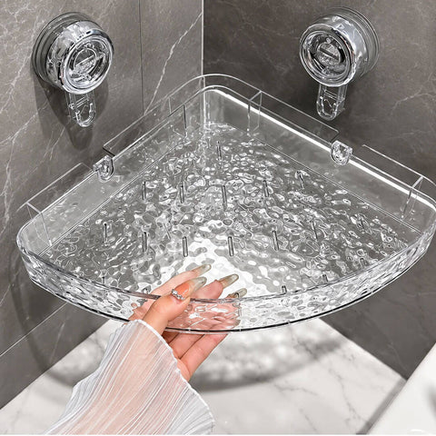 Acrylic Corner Suction Shelf No Drill Bathroom Storage Rack
