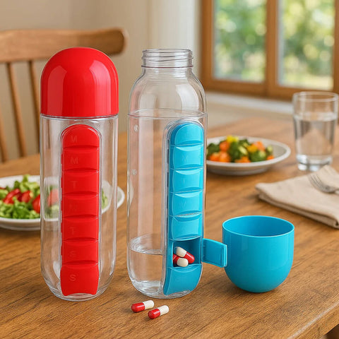 7 Day Pill Organizer Water Bottle