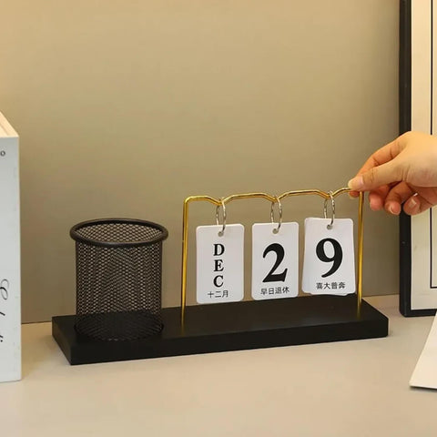 Minimalist Desk Calendar with Pencil Holder