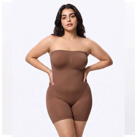 Full Body Strapless Tummy Control Shaper – Brown