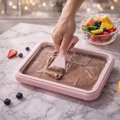 Instant Ice Cream Maker Tray  DIY Rolled Ice Cream Pan with Spatula