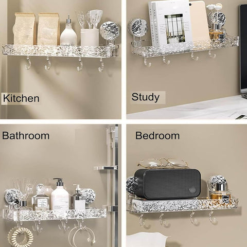 Crystal Suction Wall-Mounted Shelf Cup Storage Rack