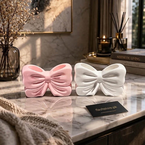 Elegant Bow Multi-Purpose Toothbrush & Makeup Brush Holder Stand