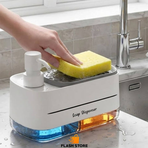 Dishwashing Soap & Detergent Dispenser 2 in 1 with Sponge Holder