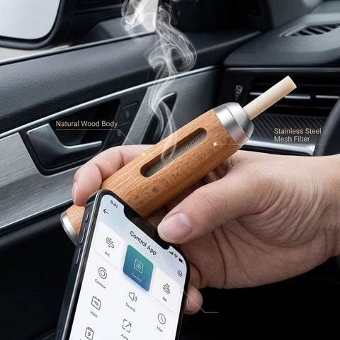 Luxury Wooden Portable Car Ashtray with Cigarette Holder