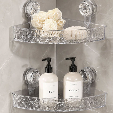 Acrylic Corner Suction Shelf No Drill Bathroom Storage Rack