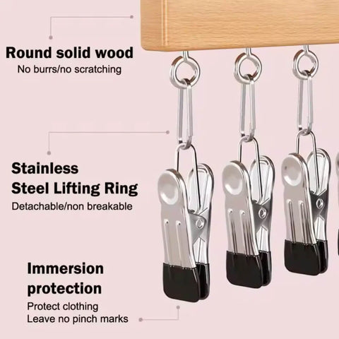 12 Clips Wooden Clothes Hanger