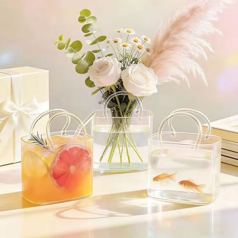 Aesthetic Glass Handbag Sipper Cup with Straw