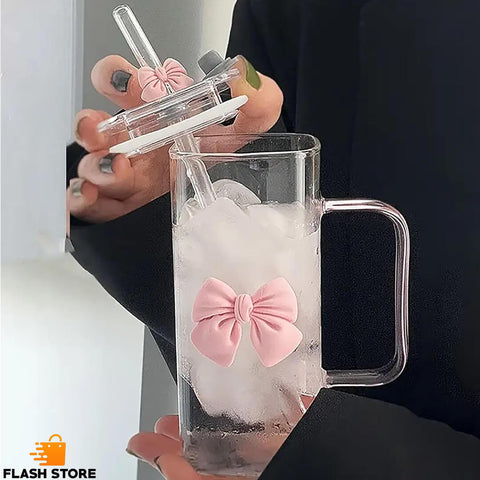 Straw Glass Bottle 450ML Portable Drinking Cup