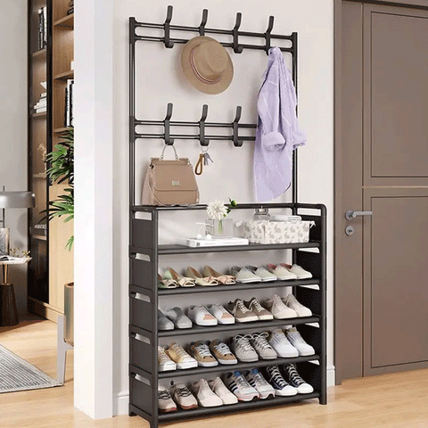 Multifunction 5 Layers Shoe Rack With Clothes Rack