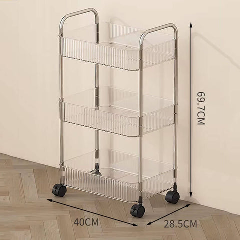 3 Tier Acrylic Trolley Storage Rack With Wheels