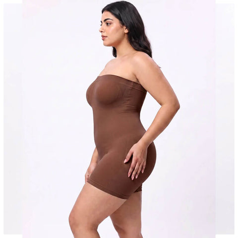 Full Body Strapless Tummy Control Shaper – Brown