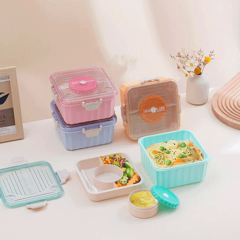 Bento Lunch Box with 3 Compartments | Leakproof Microwave Safe