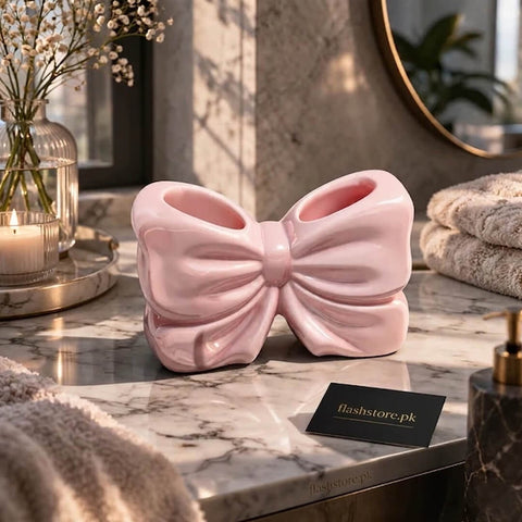 Elegant Bow Multi-Purpose Toothbrush & Makeup Brush Holder Stand