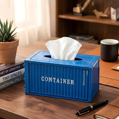 Cargo Container Design Tissue Box Organizer