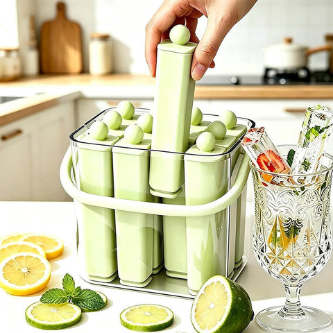 12 Grid Silicone Ice Pop Maker with Carry Bucket