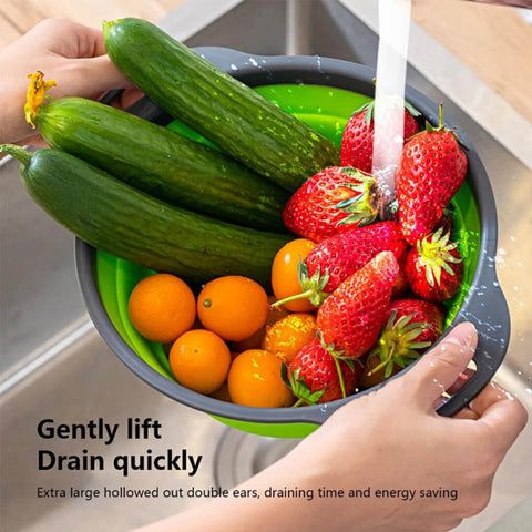 2 in 1 Collapsible Colander Large Self Draining Strainer Set