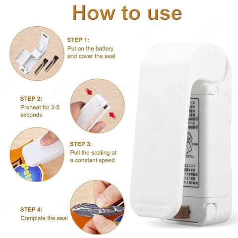 Portable Mini Plastic Bag Sealer With Battery