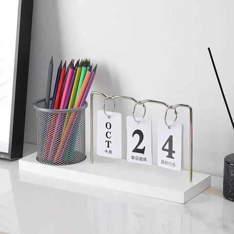 Minimalist Desk Calendar with Pencil Holder