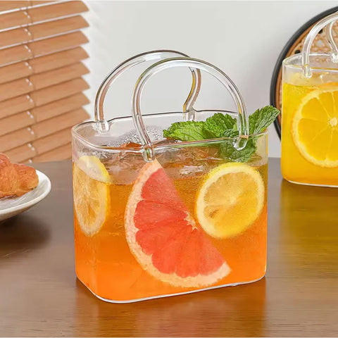 Aesthetic Glass Handbag Sipper Cup with Straw