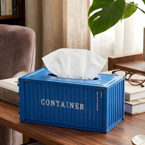 Cargo Container Design Tissue Box Organizer
