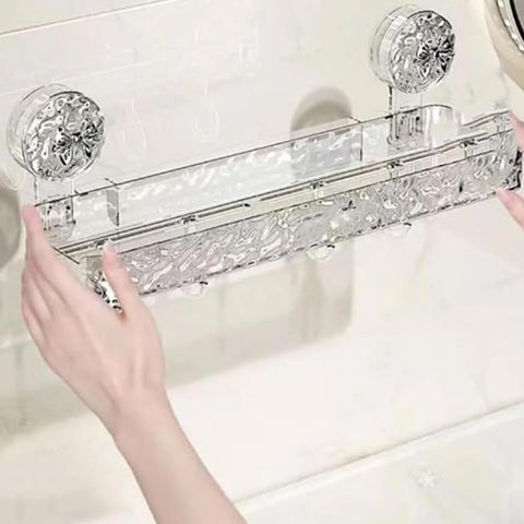 Crystal Suction Wall-Mounted Shelf Cup Storage Rack