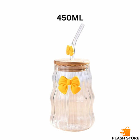 450ML Glass Straw Cup With Lid