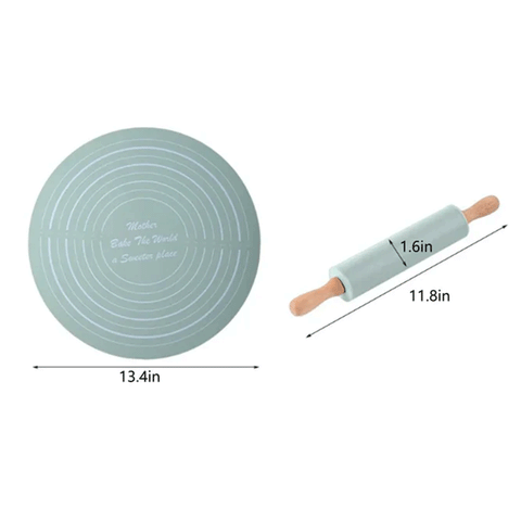 Silicone Baking Mat with Rolling Pin Set