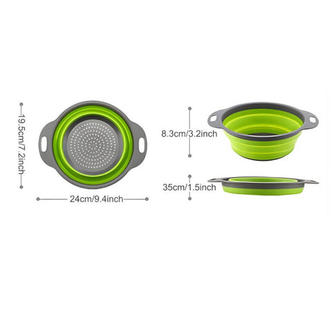 2 in 1 Collapsible Colander Large Self Draining Strainer Set