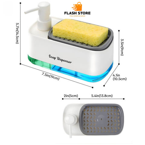 Dishwashing Soap & Detergent Dispenser 2 in 1 with Sponge Holder