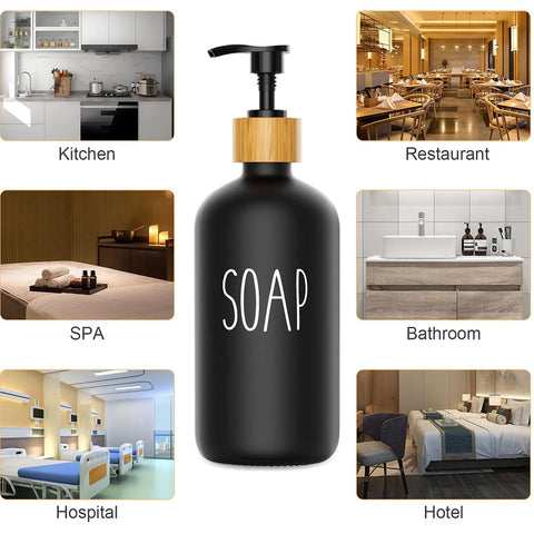 2Pcs Soap Dispenser Set with Bamboo Tray