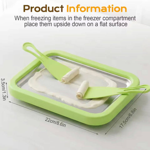 Instant Ice Cream Maker Tray  DIY Rolled Ice Cream Pan with Spatula