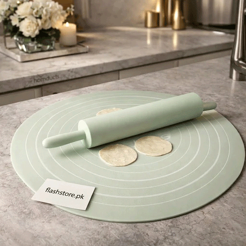 Silicone Baking Mat with Rolling Pin Set
