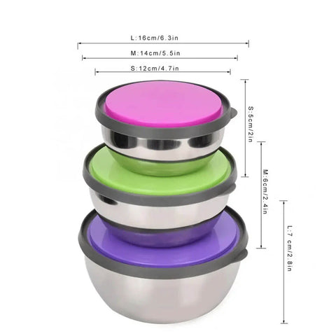 Stainless Steel 3 Pcs Food Storage Box Airtight