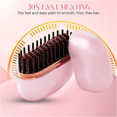 Mini Wireless Hair Straightening Comb Portable Cordless Hair Styler