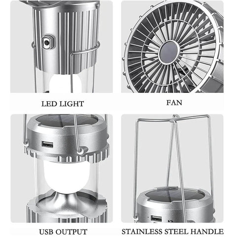 Solar Powered Camping Fan Light
