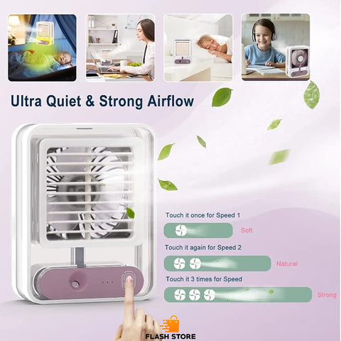 Mini Fan AC Humidifier with LED Night Light