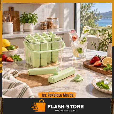 12 Grid Silicone Ice Pop Maker with Carry Bucket