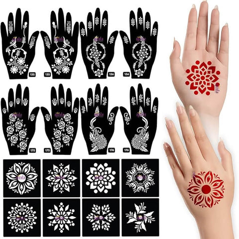 Pack of  06 Mehndi Stencil with Free applicator