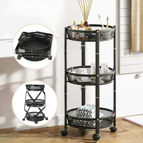 3-Tier Foldable Storage Trolley Rack